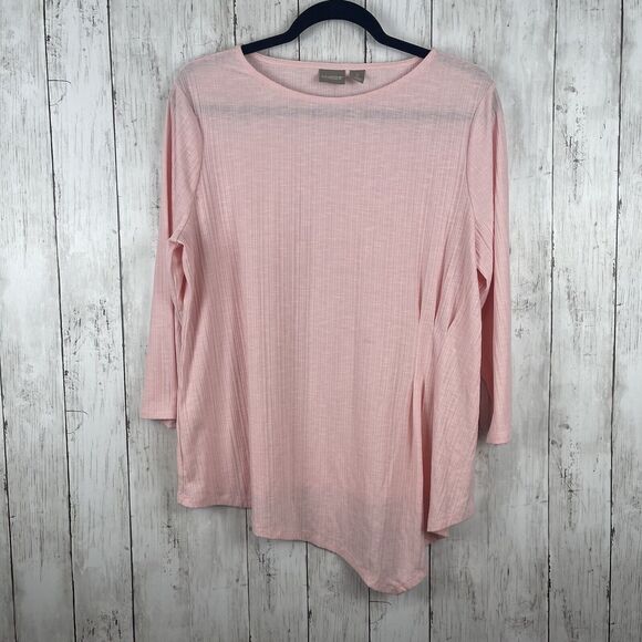Chicos Top Women 2 US L Pink Asymmetric Lightweight Casual Blouse Basic Everyday - Picture 1 of 9